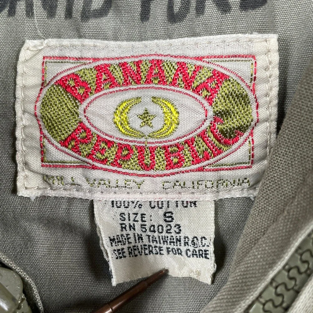 Banana Republic Vest Mens Small Green Safari Mill Valley Utility Hooded Vintage